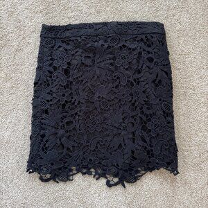 Banana Republic Black Mini Skirt Size 4 with Floral Guipure Lace Overlay